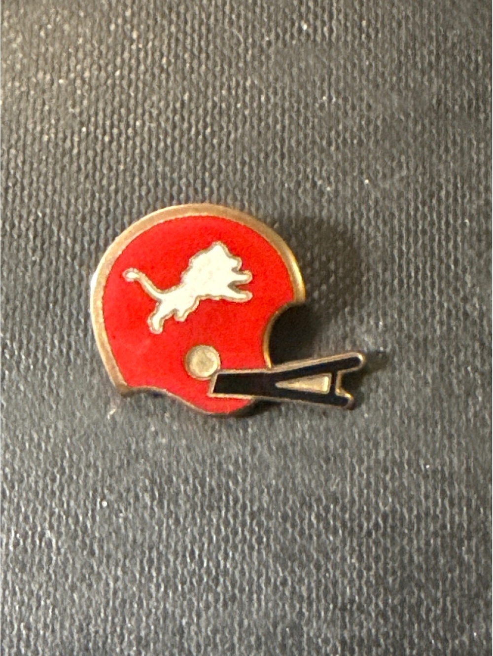 Vintage Red Football Helmet Pin with White Lion Emblem